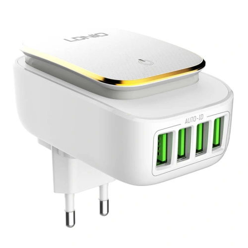 Kup Încărcător de rețea LDNIO A4405 4USB, Lampă LED + cablu Lightning - LDN48 - {ean13} - Sklep Home Screen