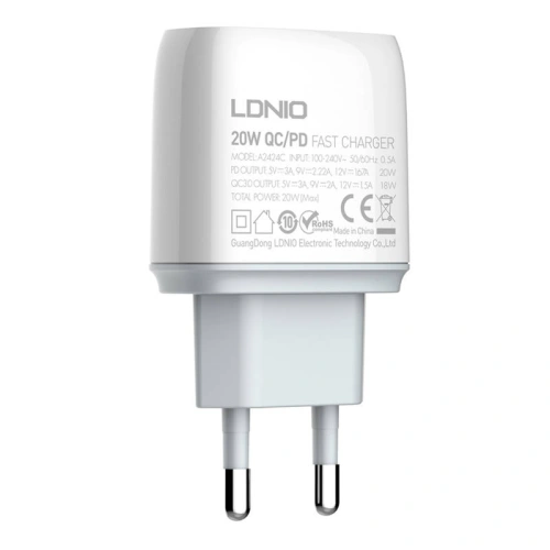 Kup Încărcător de rețea LDNIO A2424C USB, USB-C 20W + cablu USB-C/USB-C - LDN55 - {ean13} - Sklep Home Screen