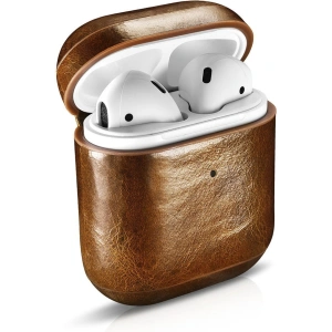 Kup Etui iCarer Leather Oil Wax Apple AirPods 2/1 maro deschis - ICR484 - {ean13} - Sklep Home Screen