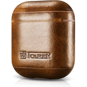 Kup Etui iCarer Leather Oil Wax Apple AirPods 2/1 jasnobrązowy - ICR484 - {ean13} - Sklep Home Screen