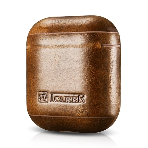 Kup Etui iCarer Leather Oil Wax Apple AirPods 2/1 jasnobrązowy - ICR484 - {ean13} - Sklep Home Screen