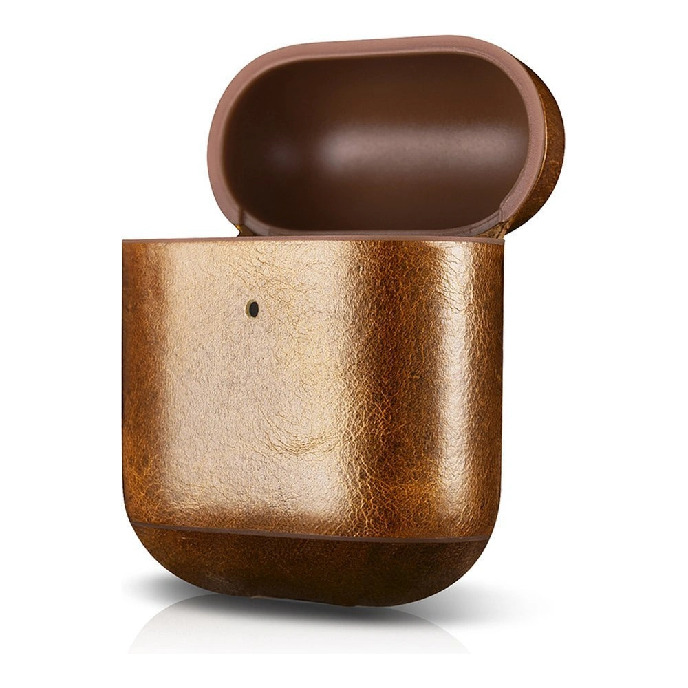 Etui iCarer Leather Oil Wax Apple AirPods 2/1 jasnobrązowy