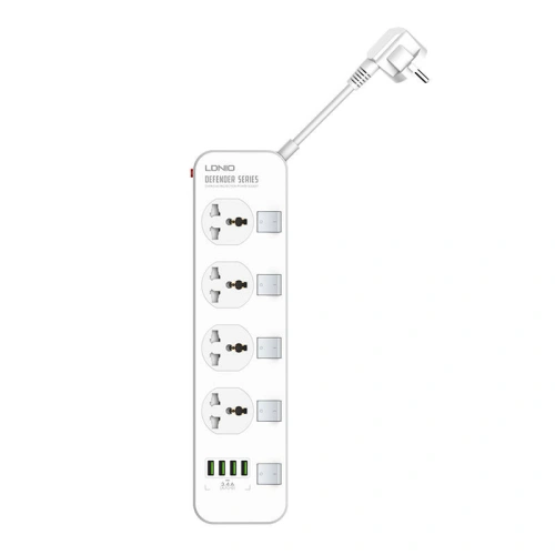 Kup Napájecí lišta se 4 AC zásuvkami, 4x USB, LDNIO SC4408, 2500W (bílá) - LDN71 - {ean13} - Sklep Home Screen