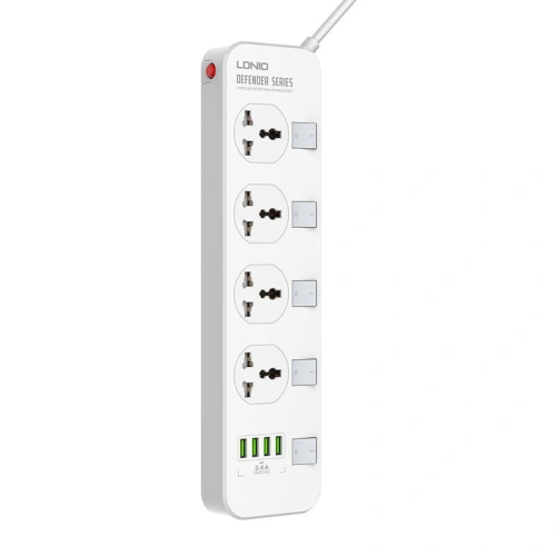 Kup LDNIO Steckdosenleiste mit 4 AC-Anschlüssen, 4x USB, SC4408, 2500W (weiß) - LDN71 - {ean13} - Sklep Home Screen