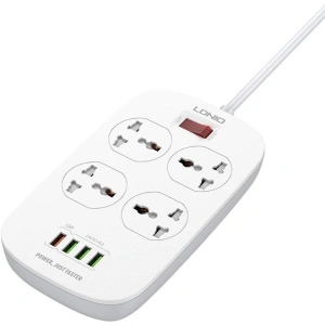 Kup Priză de alimentare cu 4 prize AC, 4x USB, LDNIO SC4407, 2500W (albă) - LDN72 - {ean13} - Sklep Home Screen