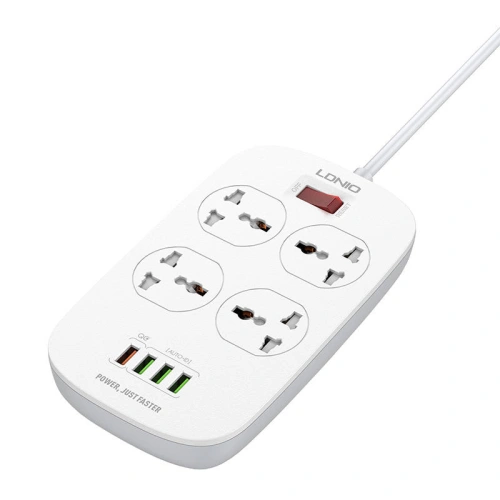 Buy Power strip with 4 AC outlets, 4x USB, LDNIO SC4407, 2500W (white) - LDN72 - {ean13} - Home Screen Store Europe