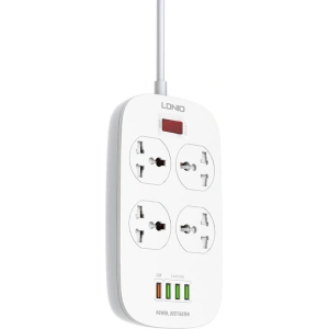 Kup Priză de alimentare cu 4 prize AC, 4x USB, LDNIO SC4407, 2500W (albă) - LDN72 - {ean13} - Sklep Home Screen