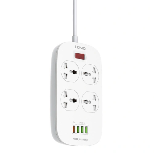 Buy Power strip with 4 AC outlets, 4x USB, LDNIO SC4407, 2500W (white) - LDN72 - {ean13} - Home Screen Store Europe