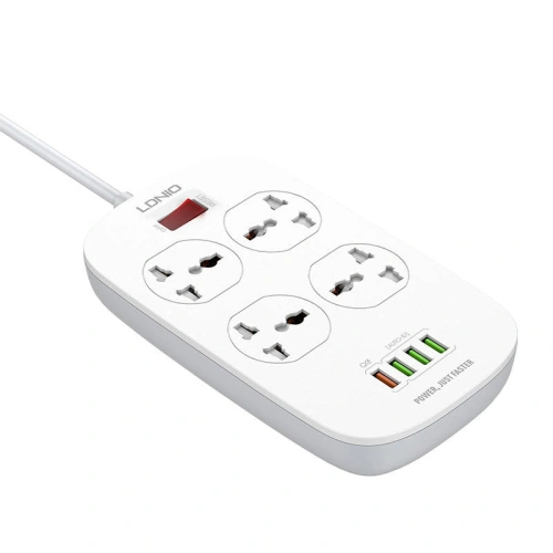 Buy Power strip with 4 AC outlets, 4x USB, LDNIO SC4407, 2500W (white) - LDN72 - {ean13} - Home Screen Store Europe