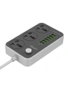 Power strip with 3 AC outlets, 6x USB, LDNIO SC3604, 2500W (gray)