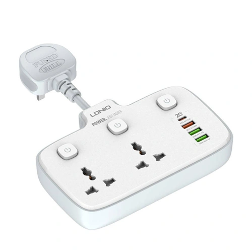 Kup Listă de alimentare cu 2 prize AC LDNIO SC2413, 3x USB, 1x USB-C, 2500W (albă) - LDN76 - {ean13} - Sklep Home Screen