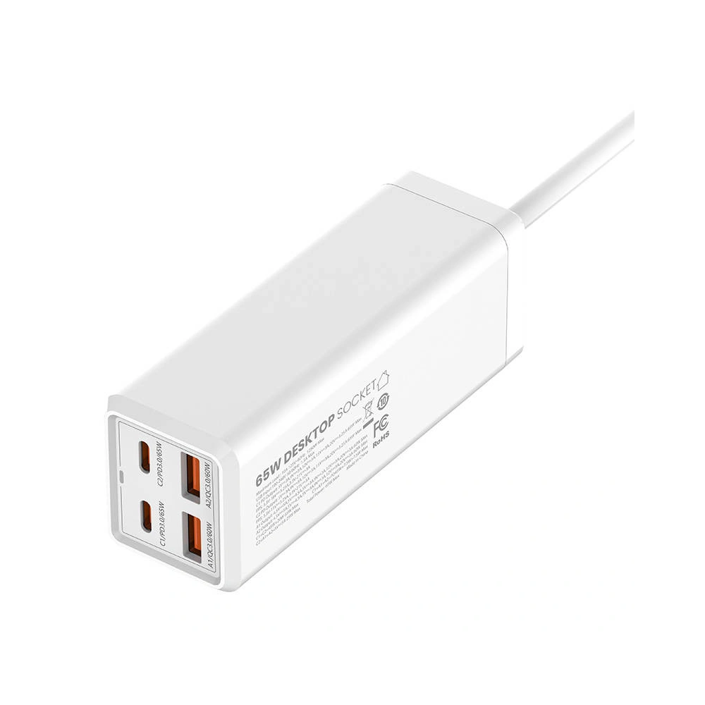 Listwa zasilająca z 1 gniazdem AC LDNIO SC1418, 2x USB, 2x USB-C, 2500W (biała)