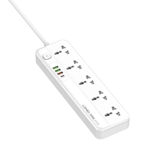 Buy Power strip with 5 AC outlets, 3x USB, USB-C, LDNIO SC5415, 2500W (white) - LDN97 - {ean13} - Home Screen Store Europe