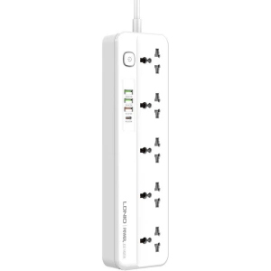 Kup Napájecí lišta s 5 AC zásuvkami, 3x USB, USB-C, LDNIO SC5415, 2500W (bílá) - LDN97 - {ean13} - Sklep Home Screen
