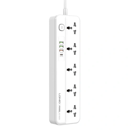 Buy Power strip with 5 AC outlets, 3x USB, USB-C, LDNIO SC5415, 2500W (white) - LDN97 - {ean13} - Home Screen Store Europe