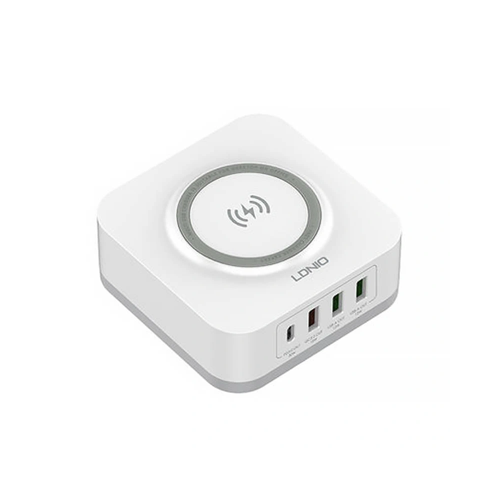 Bezprzewodowa ładowarka indukcyjna LDNIO AW004, 3x USB + USB-C, 32W (biała)