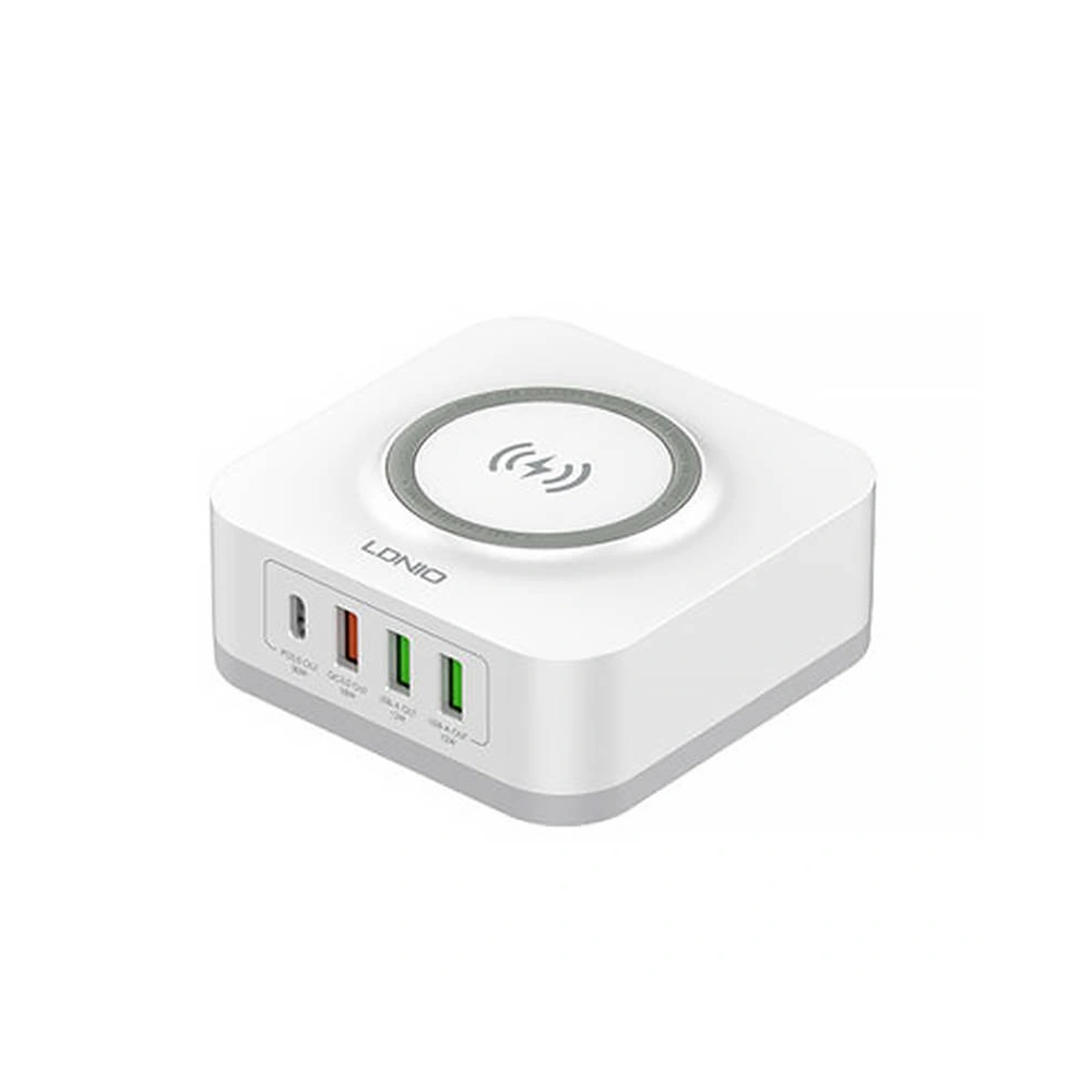Bezprzewodowa ładowarka indukcyjna LDNIO AW004, 3x USB + USB-C, 32W (biała)