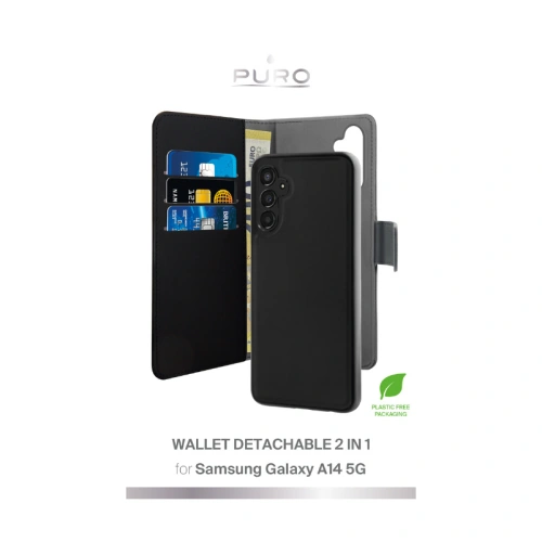 Kup Samsung PURO Geldbörse Abnehmbare 2-in-1 Tasche Galaxy A14 5G (schwarz) - PUR659 - {ean13} - Sklep Home Screen