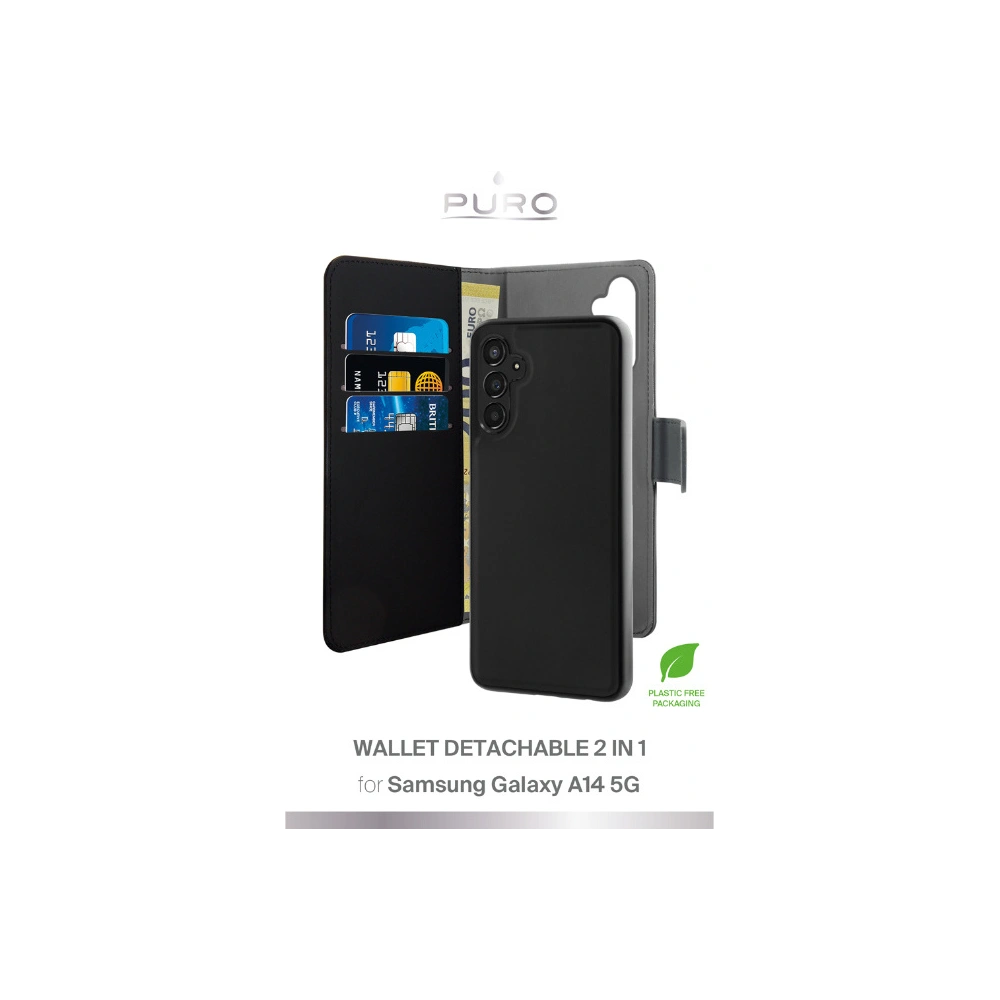Etui PURO Wallet Detachable 2w1 Samsung Galaxy A14 5G (czarny)