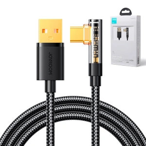 Kabel kątowy Joyroom USB-C/USB-A 3A 1,2m czarny