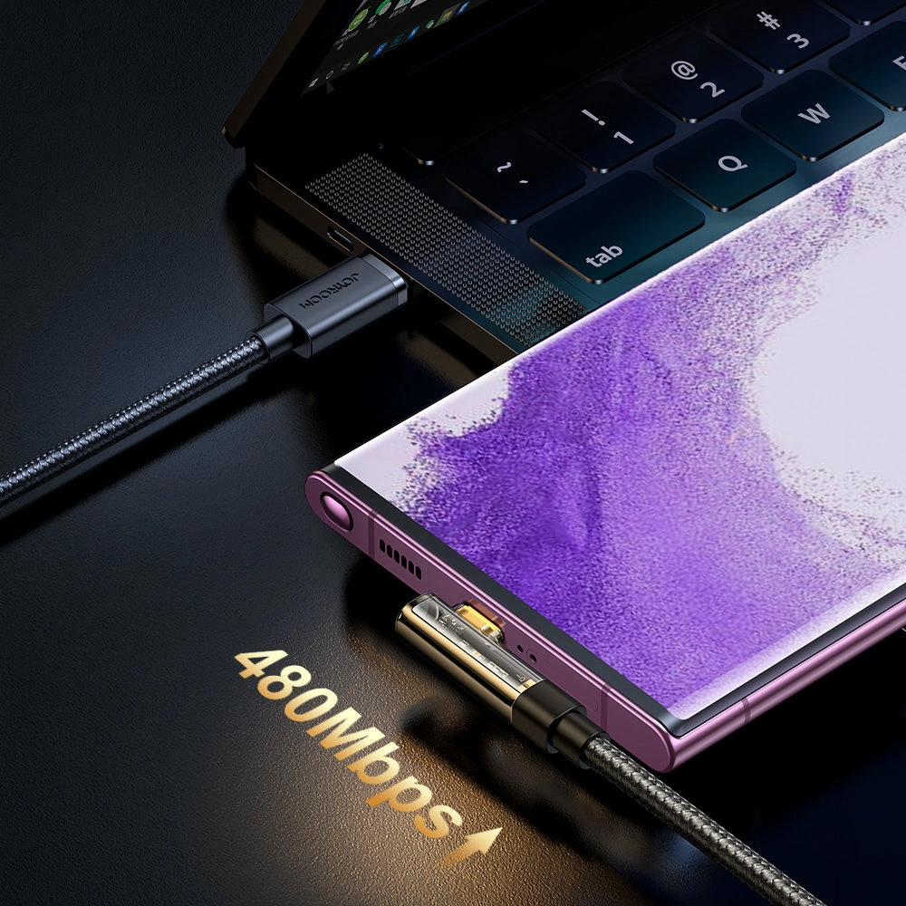 Kabel kątowy Joyroom USB-C/USB-A 3A 1,2m czarny