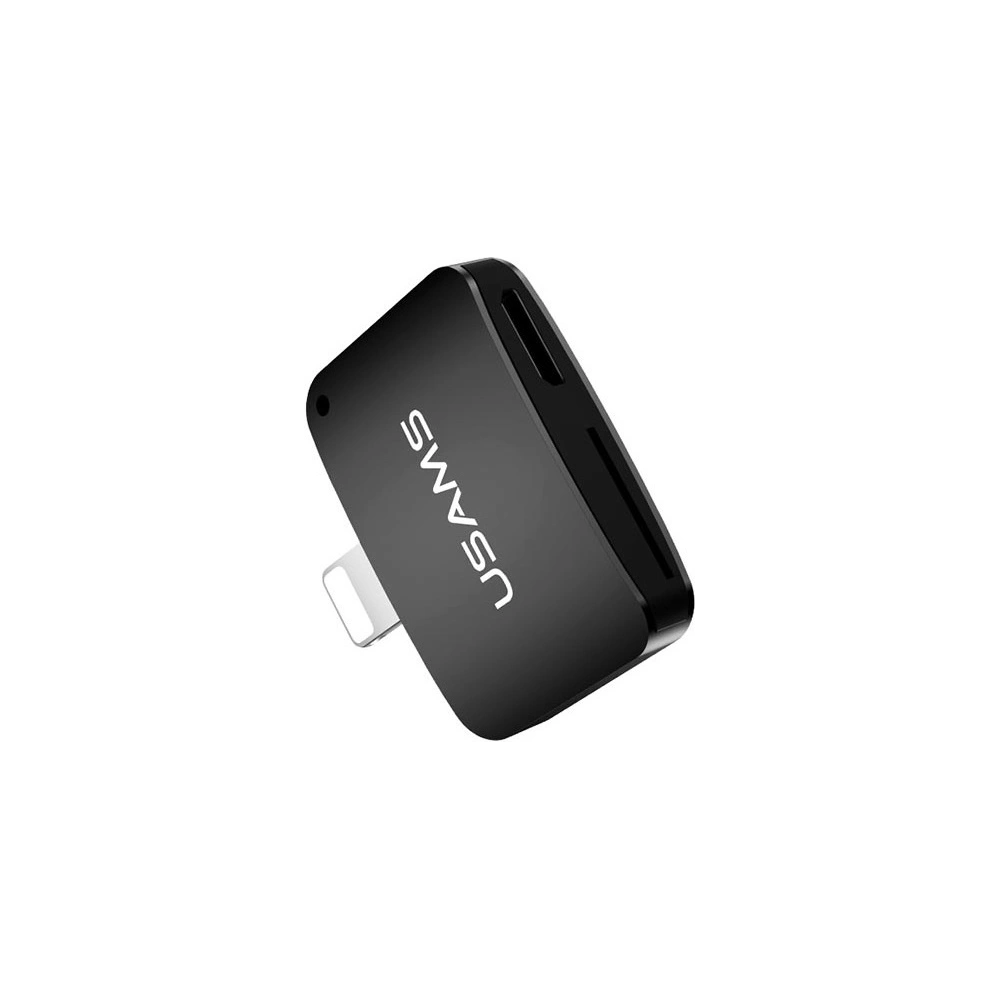 Adapter USAMS US-SJ176 2w1 microUSB-Lightning + czytnik kart SD czarny/black