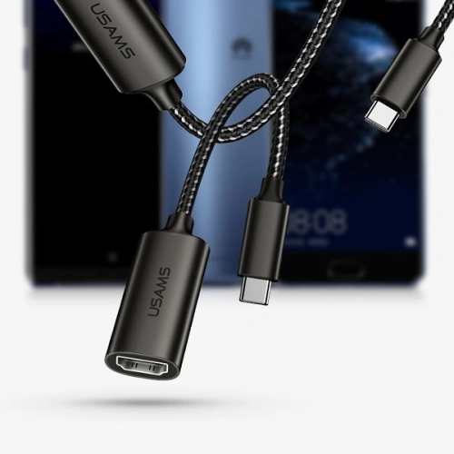 Kup USAMS US-SJ282 U22 USB-C - HDMI 4K HD 15cm schwarz/schwarz Adapter - USA921 - {ean13} - Sklep Home Screen