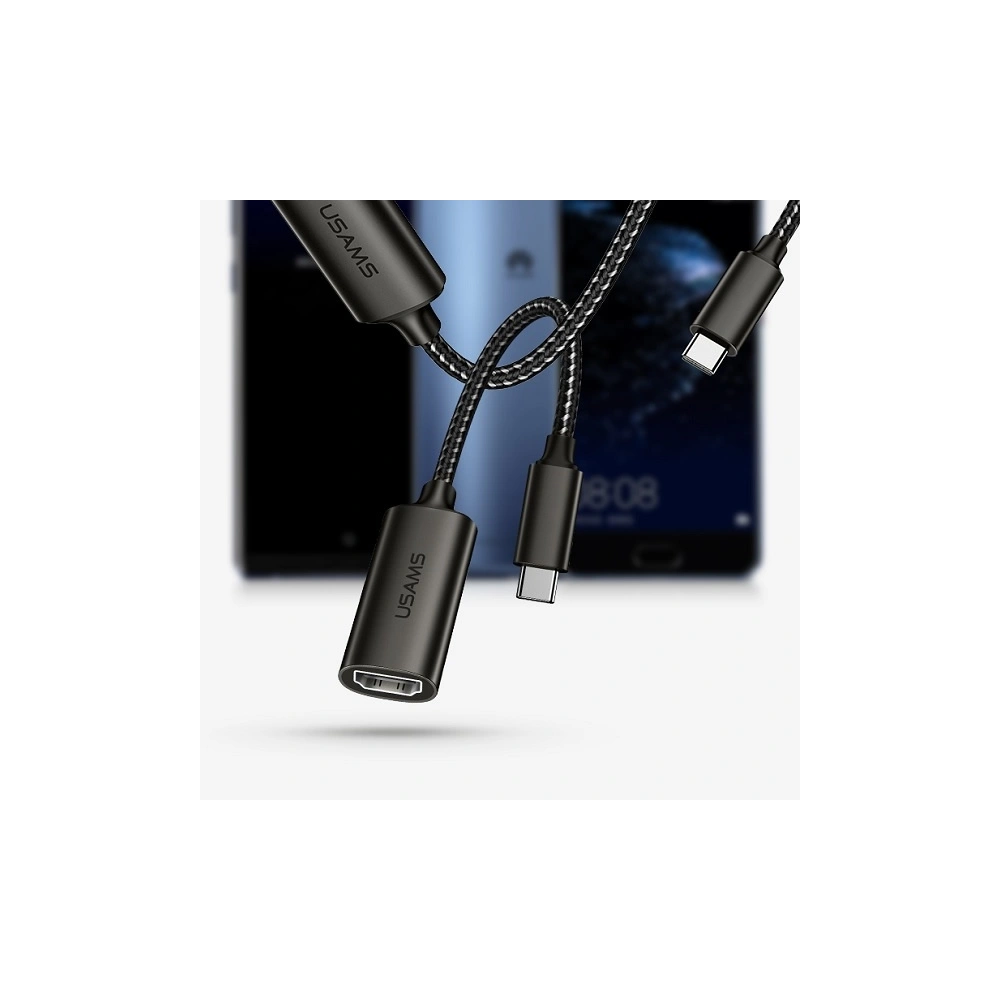 Adapter USAMS US-SJ282 U22 USB-C - HDMI 4K HD 15cm czarny/black