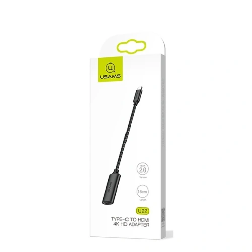 Kup USAMS US-SJ282 U22 USB-C - HDMI 4K HD 15cm schwarz/schwarz Adapter - USA921 - {ean13} - Sklep Home Screen