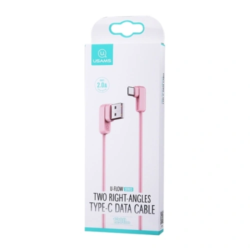 Kup Cablul unghiular USAMS US-SJ167 U-flow USB-C/USB-A 1,2m 2A roz/pink - USA926 - {ean13} - Sklep Home Screen