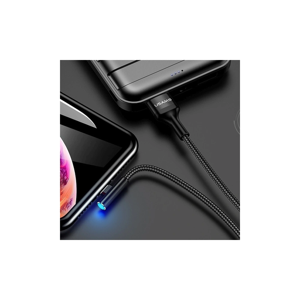 Kabel kątowy USAMS US-SJ260 U15 2A 1,2m USB-A/Lightning czarny/black