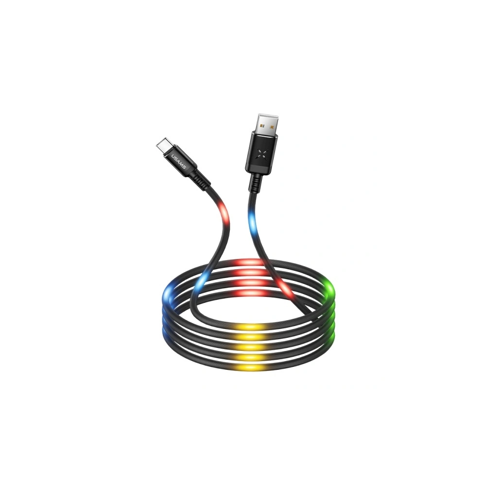 Kabel USAMS US-SJ288 U16 Volume Control LED USB-A/microUSB 2A 1m czarny/black