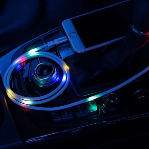 Kabel USAMS US-SJ288 U16 Ovládání hlasitosti LED USB-A/microUSB 2A 1m černý/black