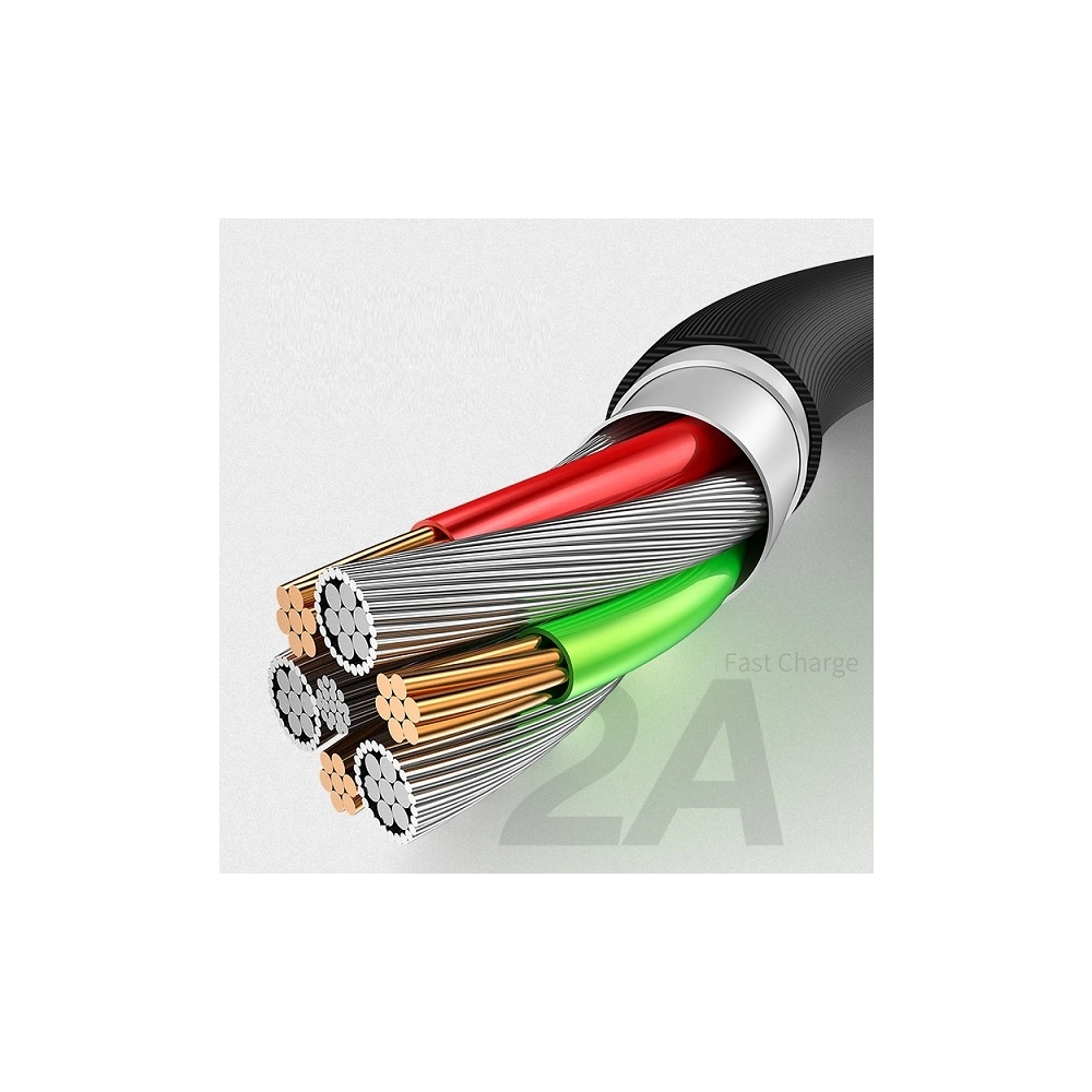 Kabel USAMS US-SJ288 U16 Volume Control LED USB-A/microUSB 2A 1m czarny/black