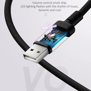 USAMS US-SJ288 U16 Volume Control LED USB-A/microUSB Cable 2A 1m black