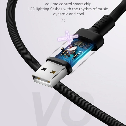 Kup Cablul USAMS US-SJ288 U16 Control Volum LED USB-A/microUSB 2A 1m negru/black - USA929 - {ean13} - Sklep Home Screen