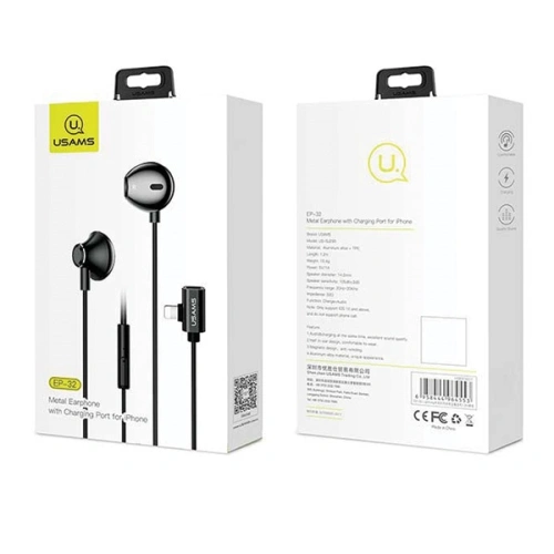 Buy USAMS US-SJ295 EP-32 Lightning Earphones black - USA931 - {ean13} - Home Screen Store Europe