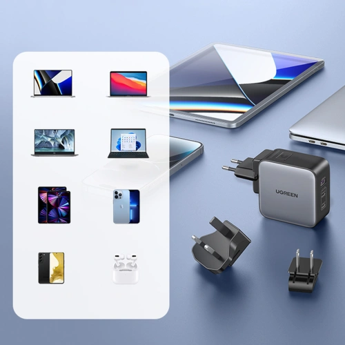 Kup Síťová nabíječka UGREEN CD296 GaN USB/2x USB-C 65W adaptér zásuvka EU/UK/US černá - UGR1489 - {ean13} - Sklep Home Screen