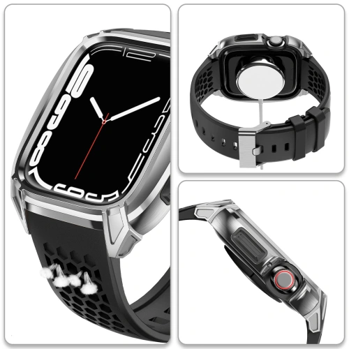 Kup Pasek + etui Kingxbar CYF148 2w1 Apple Watch 4/5/6/7/8/9/SE 44/45mm ezüst - KGX637 - {ean13} - Sklep Home Screen