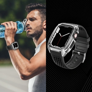 Kup Pasek + etui Kingxbar CYF148 2w1 Apple Watch 4/5/6/7/8/9/SE 44/45mm srebrne - KGX638 - {ean13} - Sklep Home Screen