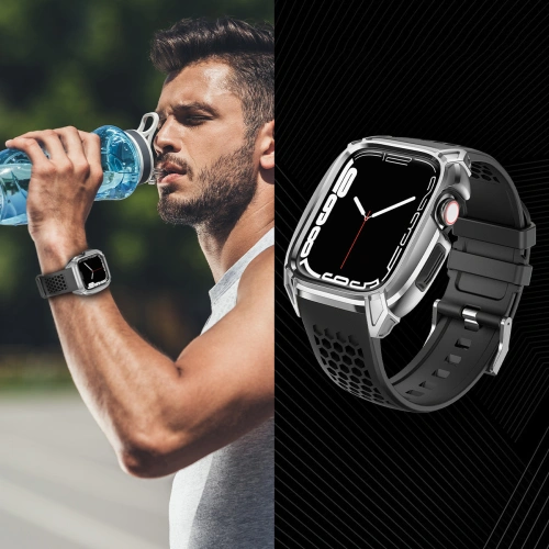 Buy Strap + case Kingxbar CYF148 2w1 Apple Watch 4/5/6/7/8/9/SE 44/45mm silver - KGX638 - {ean13} - Home Screen Store Europe
