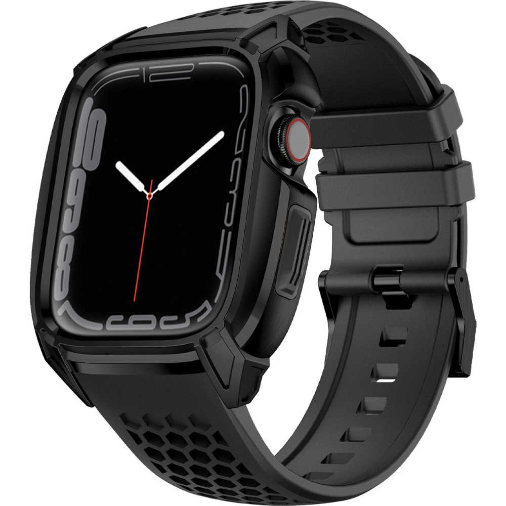 Pasek + etui Kingxbar CYF148 2w1 Apple Watch 4/5/6/7/8/9/SE 44/45mm czarne