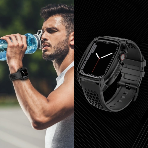 Buy Belt + case Kingxbar CYF148 2w1 Apple Watch 4/5/6/7/8/9/SE 44/45mm black - KGX639 - {ean13} - Home Screen Store Europe