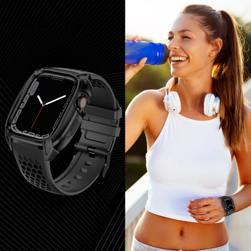 Buy Belt + case Kingxbar CYF148 2w1 Apple Watch 4/5/6/7/8/9/SE 44/45mm black - KGX639 - {ean13} - Home Screen Store Europe