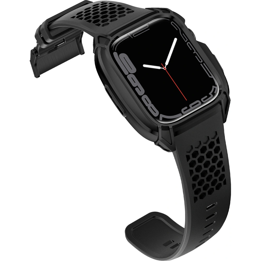 Pasek + etui Kingxbar CYF148 2w1 Apple Watch 4/5/6/7/8/9/SE 44/45mm czarne