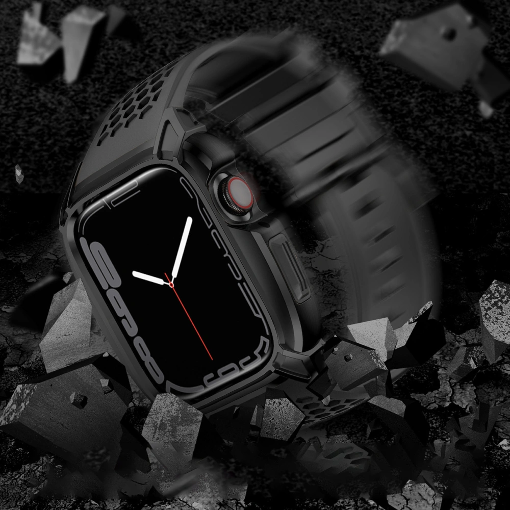 Pasek + etui Kingxbar CYF148 2w1 Apple Watch 4/5/6/7/8/9/SE 44/45mm czarne