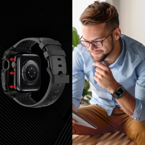 Buy Belt + case Kingxbar CYF148 2w1 Apple Watch 4/5/6/7/8/9/SE 44/45mm black - KGX640 - {ean13} - Home Screen Store Europe