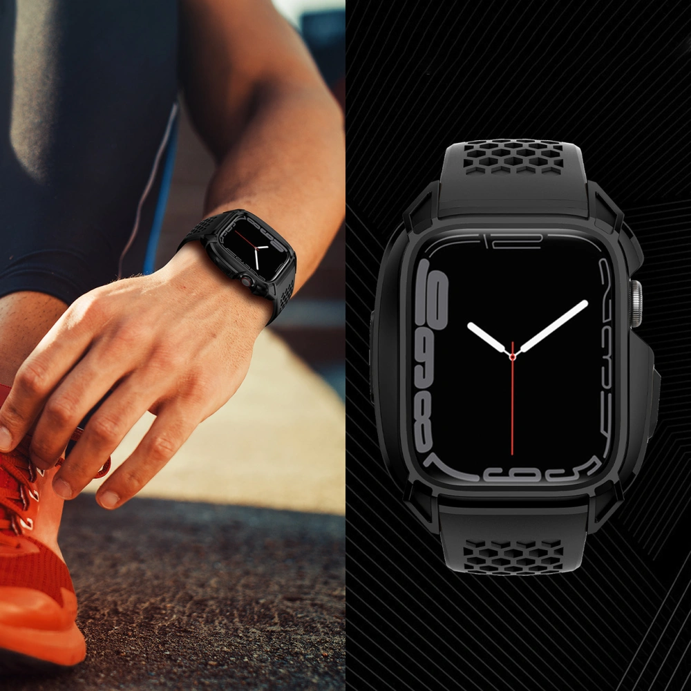 Pasek + etui Kingxbar CYF148 2w1 Apple Watch 4/5/6/7/8/9/SE 44/45mm czarne