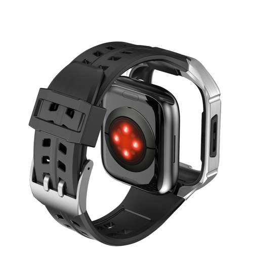 Kup Pásek + etui Kingxbar CYF136 2w1 Apple Watch 4/5/6/7/8/9/SE 44/45mm stříbrné - KGX641 - {ean13} - Sklep Home Screen