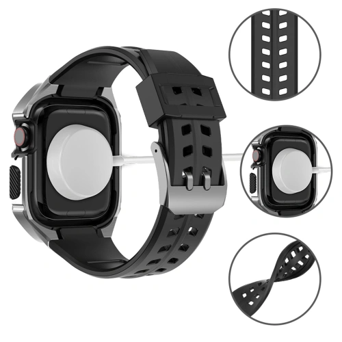 Buy Belt + case Kingxbar CYF136 2w1 Apple Watch 4/5/6/7/8/9/SE 44/45mm silver - KGX642 - {ean13} - Home Screen Store Europe